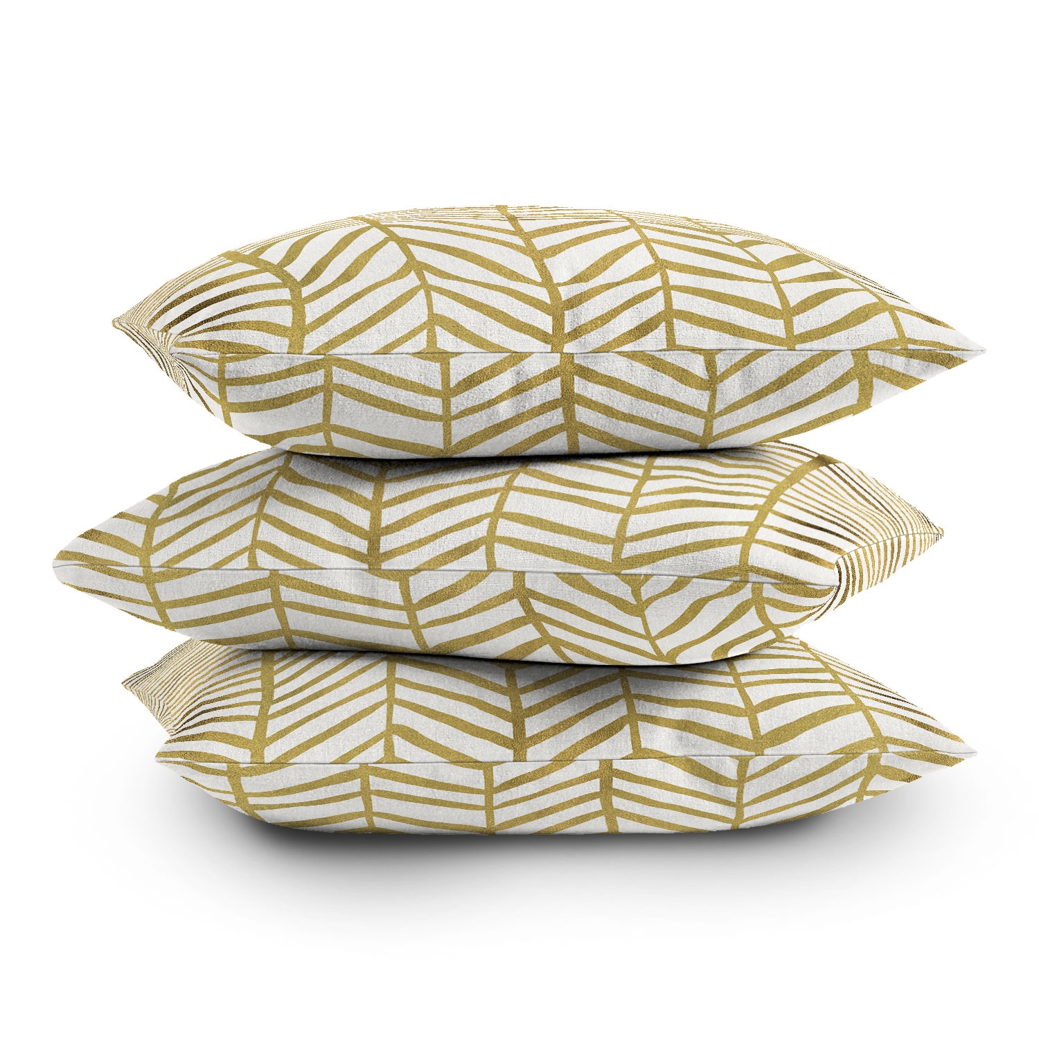 Gold Herringbone by Cat Coquillette - Outdoor Throw Pillow 16" x 16" - Image 3