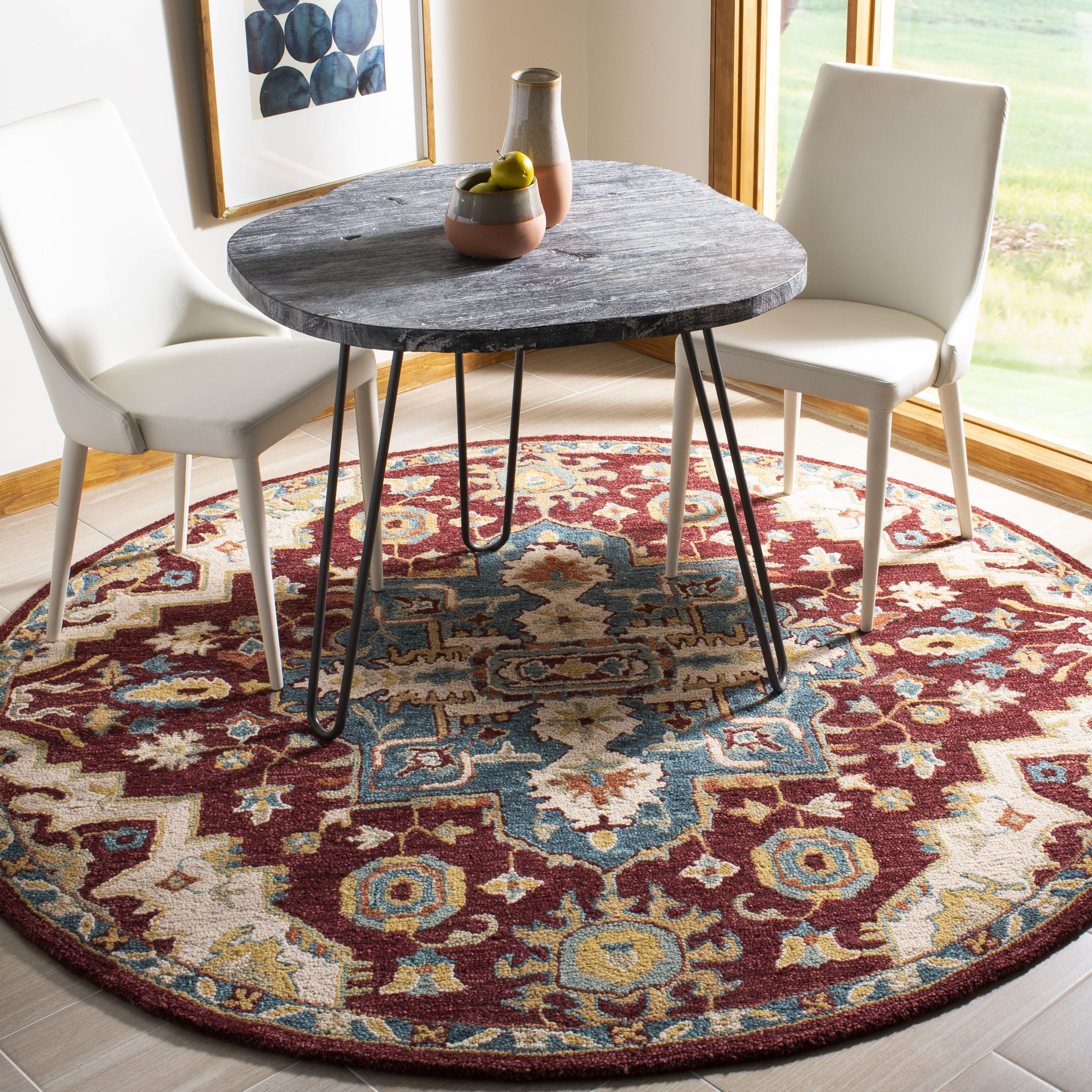 Arlo Home Hand Tufted Area Rug, APN507A, Red/Blue,  7' X 7' Round - Image 1