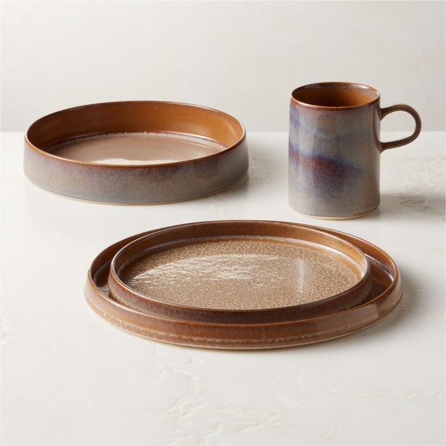 Prado 4-Piece Tan Dinnerware Set with Pasta Bowl with Reactive Glaze - Image 0