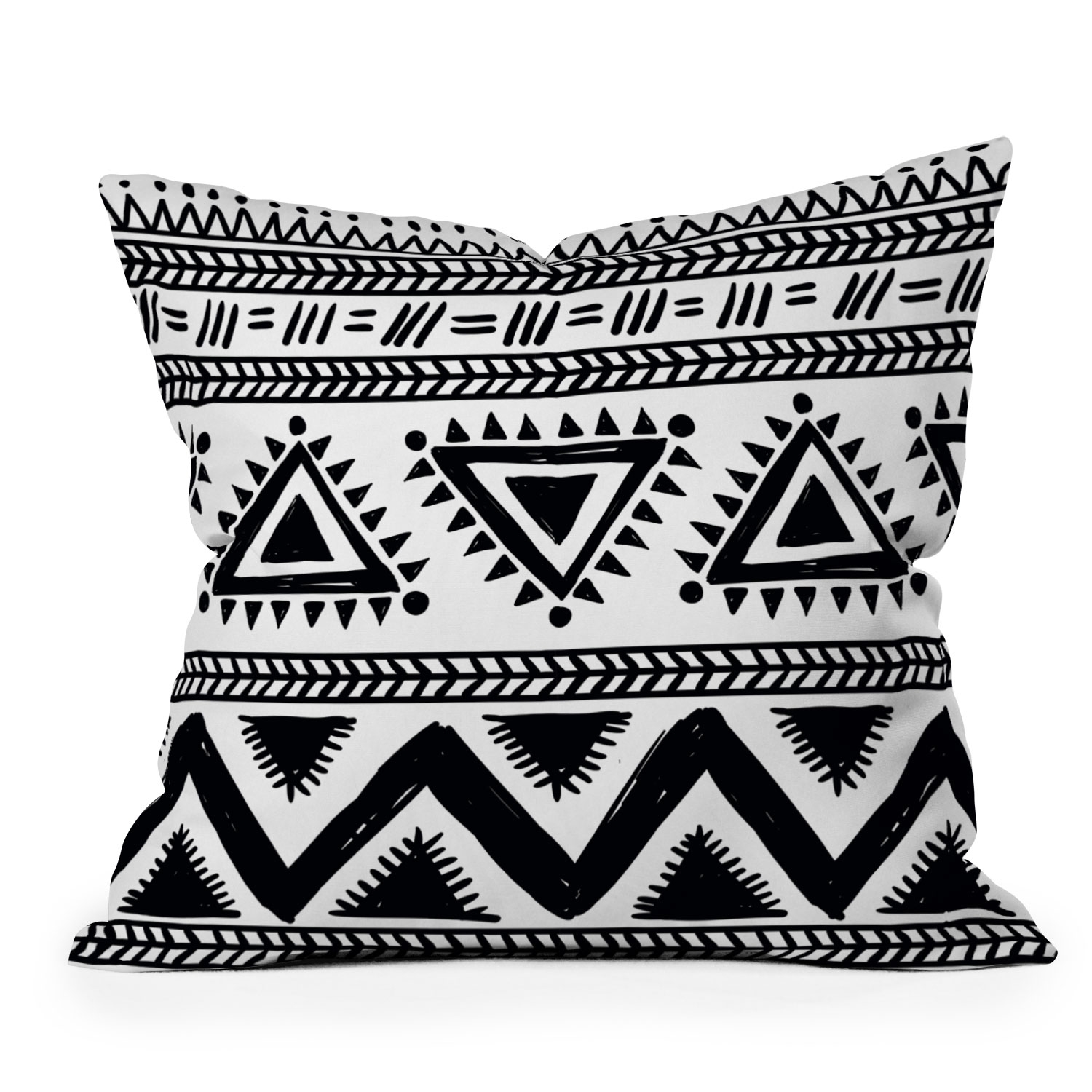 Tribal Black And White by Marta Barragan Camarasa - Outdoor Throw Pillow 16" x 16" - Image 0