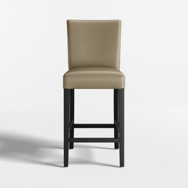 Lowe Moss Green Leather Counter Stool with Ebony Wood Legs - Image 0
