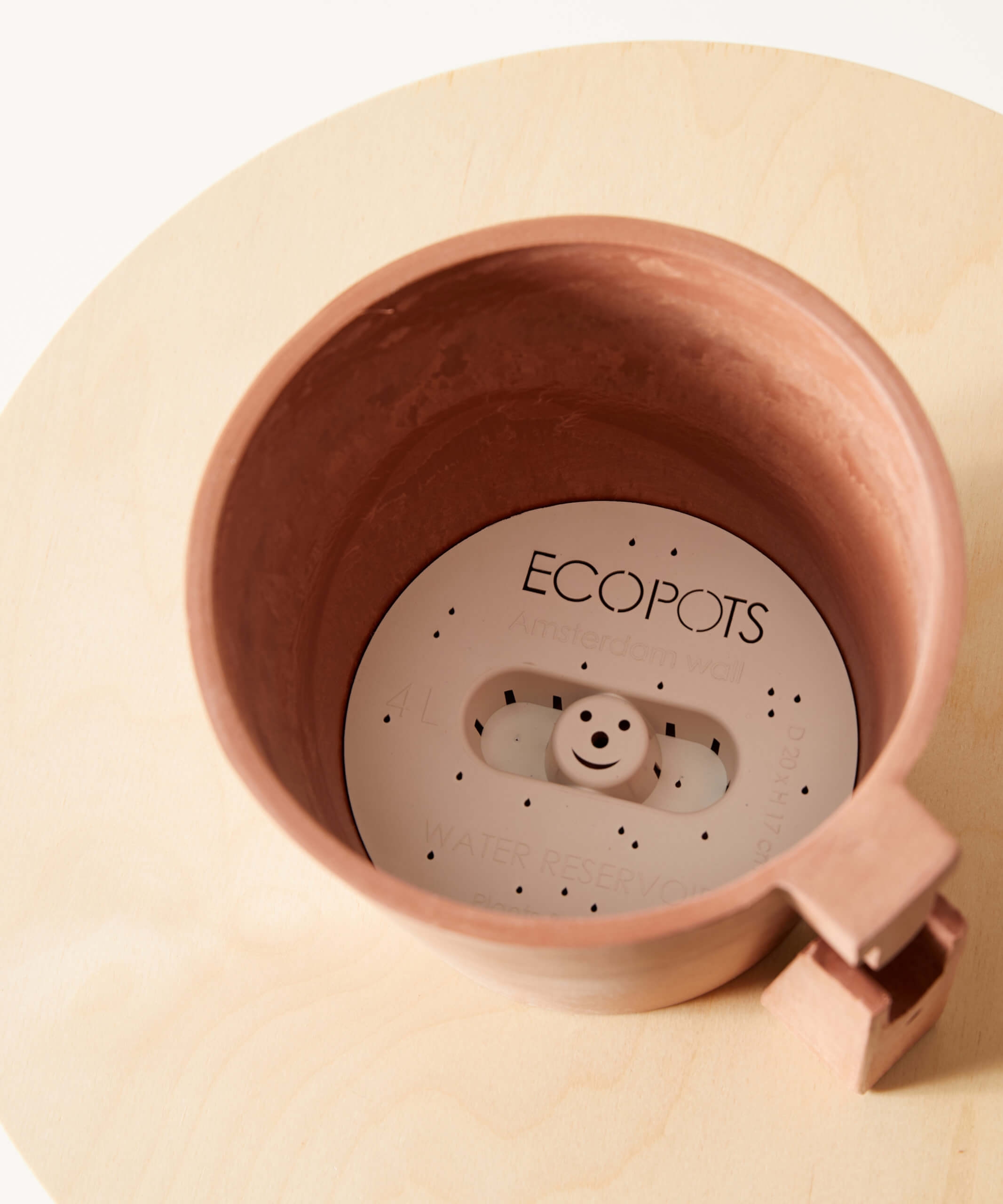 Ecopots Round Wall Hanging Pot - Medium (8") -  Clay - Image 3