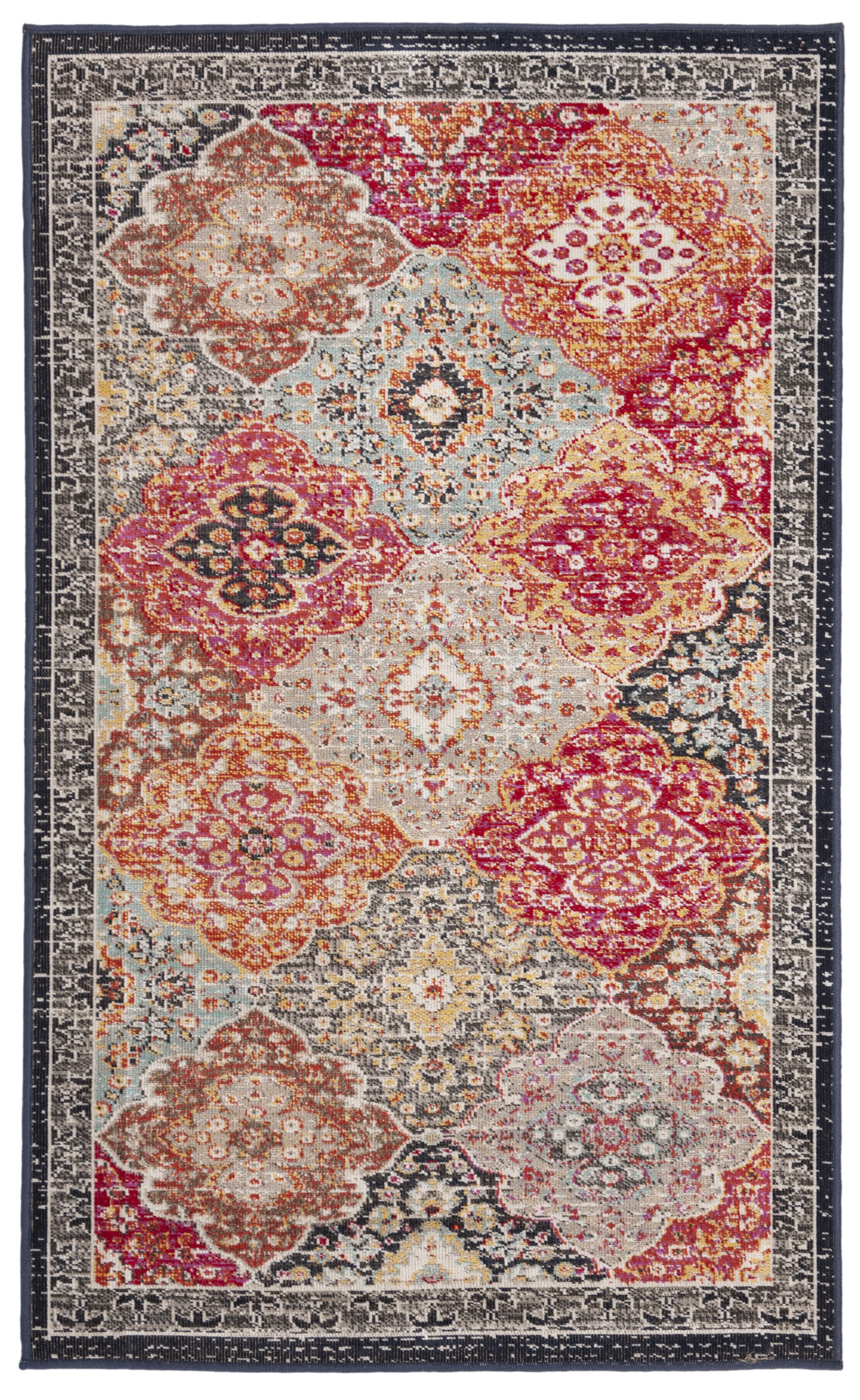 Arlo Home Indoor/Outdoor Woven Area Rug, MTG281Q, Red/Aqua,  3' X 5' - Image 0