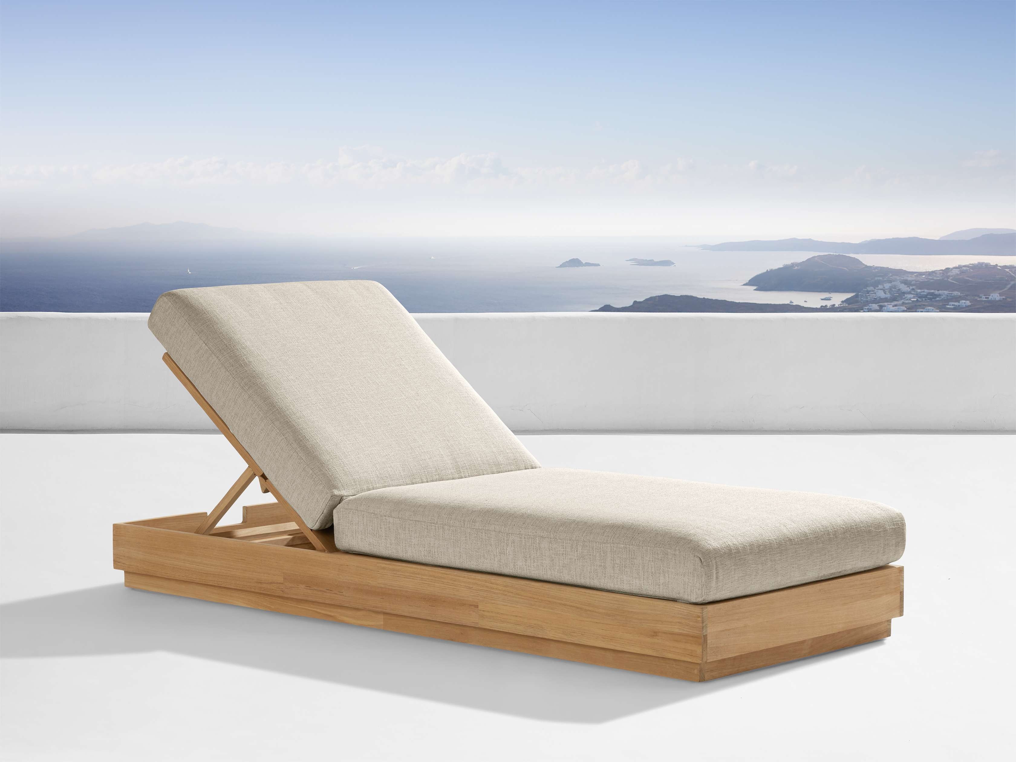 Bal Harbour Outdoor Chaise Teak in Natural  Eden Oyster - Image 0
