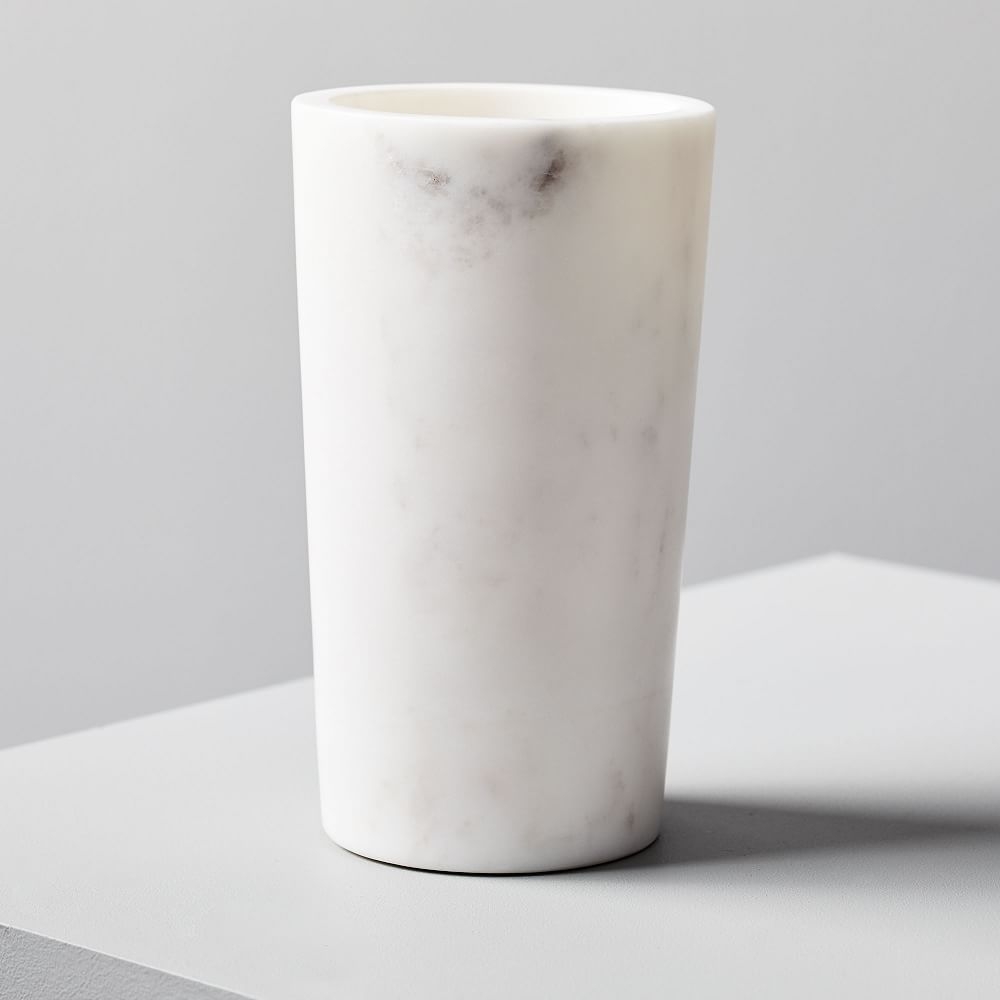 Foundations Marble Tapered Vase, White, 7" - Image 0