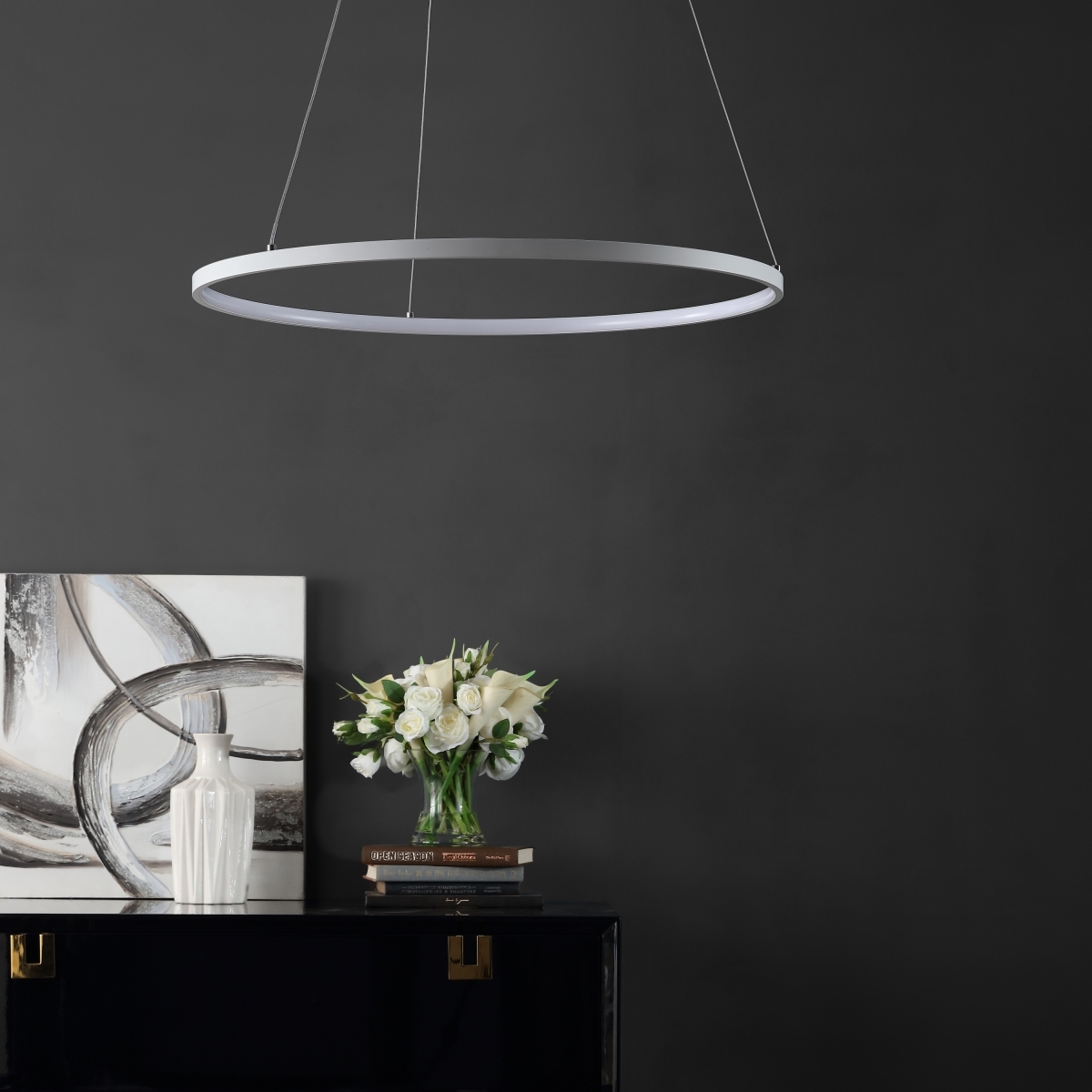 Porta Led 24 Inch Pendant - White - Safavieh - Image 1