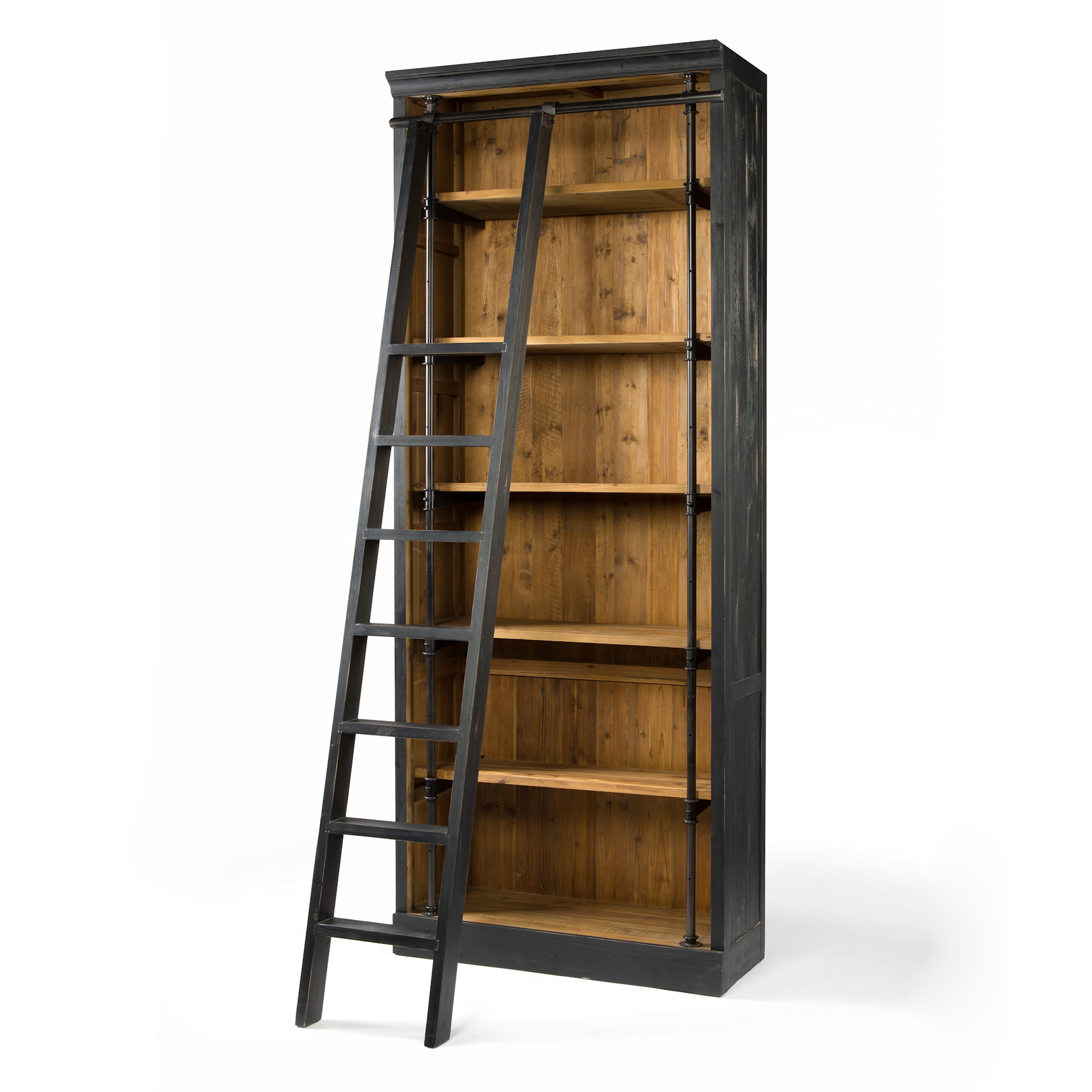 Ivy Bookcase And Ladder-Matte Black - Image 0