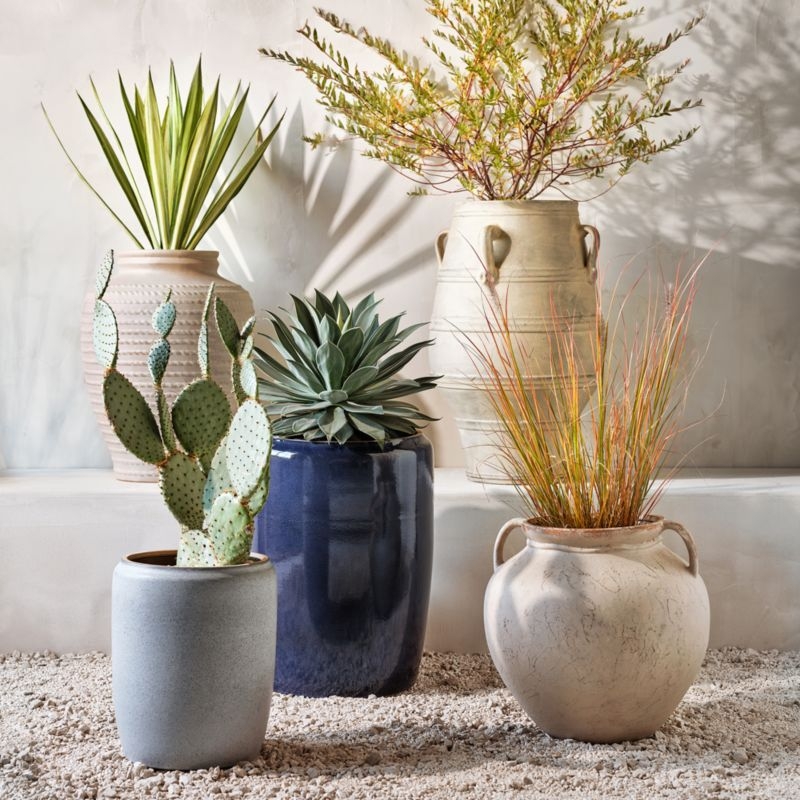 Belize Blue Reactive Glaze Indoor/Outdoor Planter 24"x17" - Image 1