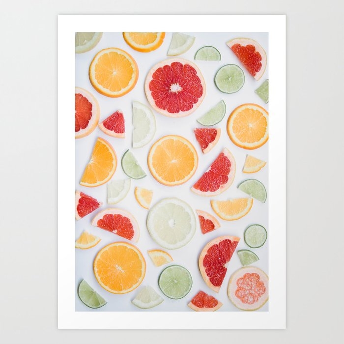 Colorful Citrus Fruit Print - Red Oranges - Lemons - Limes Fruit Print - Kitchen Decor - Food Print Art Print by Ingrid Beddoes Photography - Large - Image 0
