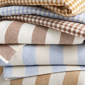 Heather Taylor Home Stripe/Gingham Towels, Nutmeg, Bath Towel - Image 1