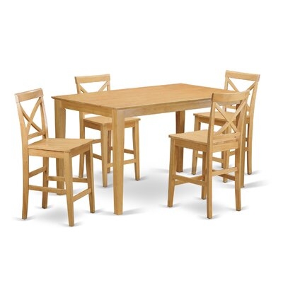 Asleigh Counter Height Rubberwood Solid Wood Dining Set - Image 0