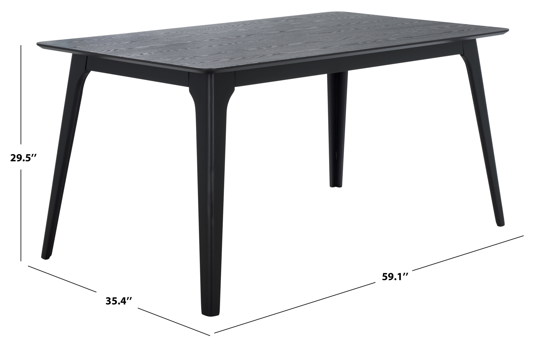 Madina Rectangle Wood Dining Table - Black - Image 7