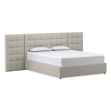 Grid Tufted Wide Storage Bed, Queen, Performance Velvet, Stone - Image 2
