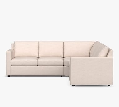 Sanford Square Arm Upholstered 3-Piece L-Shaped Wedge Sectional, Polyester Wrapped Cushions, Performance Heathered Basketweave Platinum - Image 2