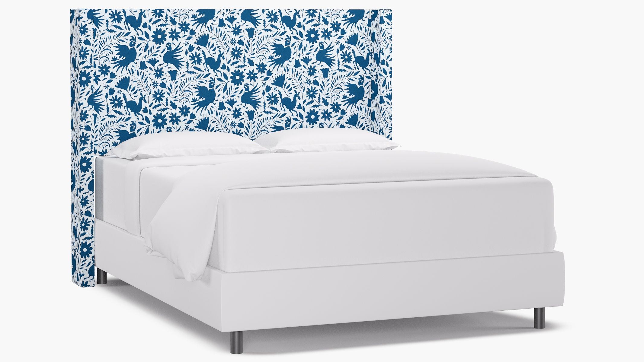 Modern Wingback Headboard, Cerulean Frida, Queen - Image 0