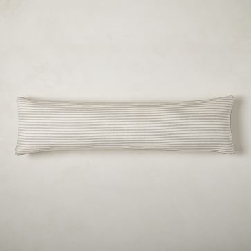 European Linen Stripe Pillow Cover, 12"x46", Sand - Image 0