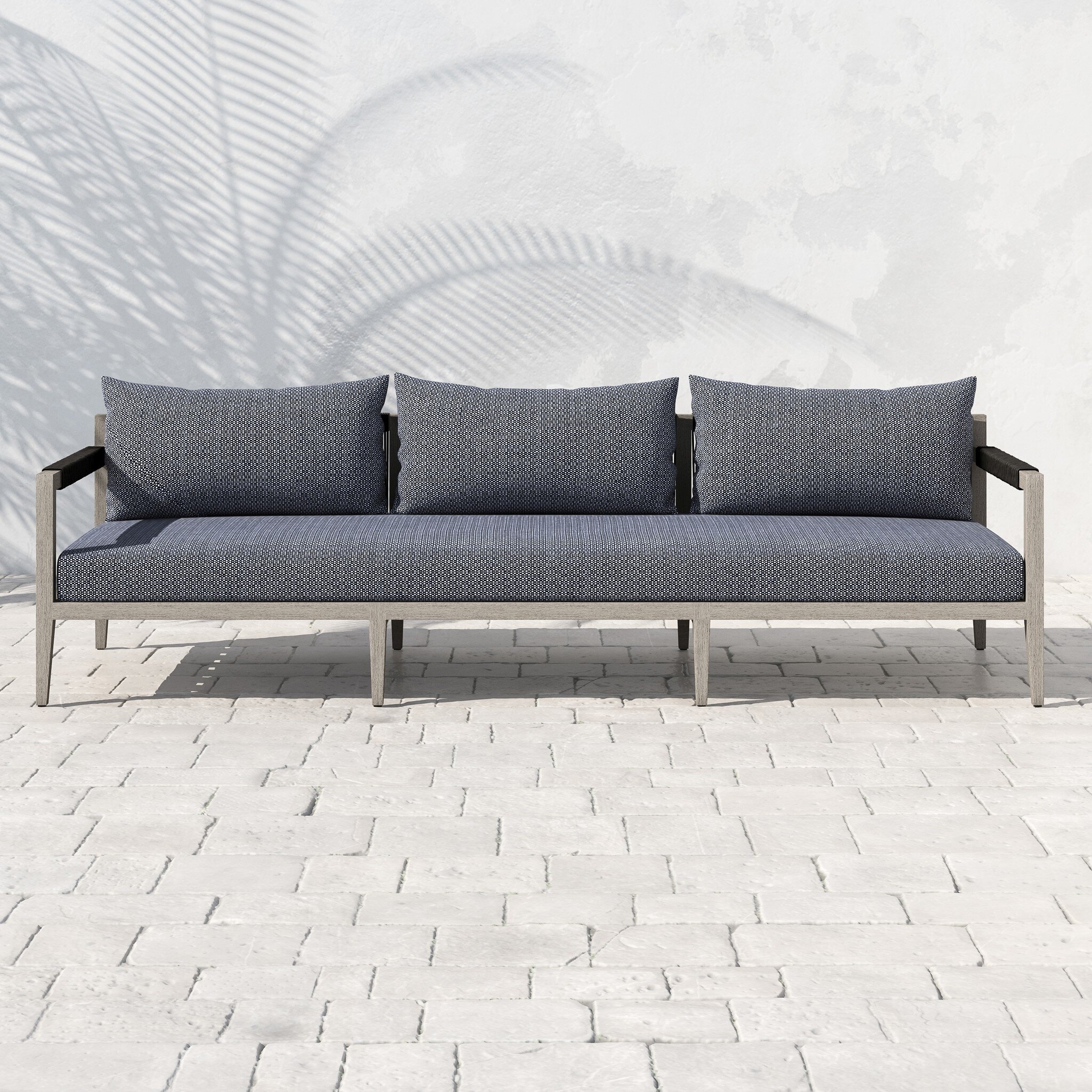 Sherwood Outdoor Sofa, Weathered Grey - Venao Charcoal - Image 5