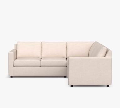 Sanford Square Arm Upholstered 3-Piece L-Shaped Corner Sectional, Polyester Wrapped Cushions, Performance Heathered Tweed Pebble - Image 2