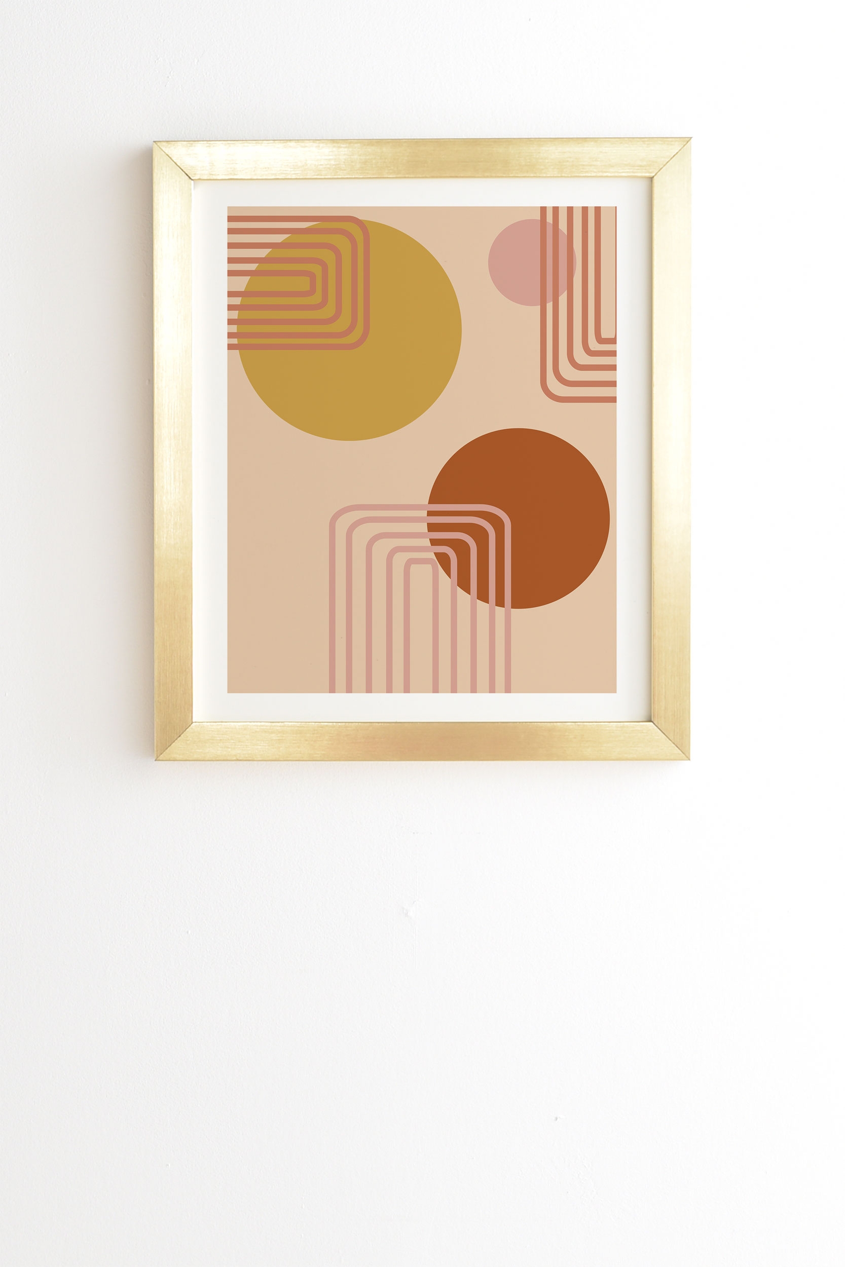 Modern Desert Abstract Shapes by June Journal - Framed Wall Art Basic Gold 20" x 20" - Image 0