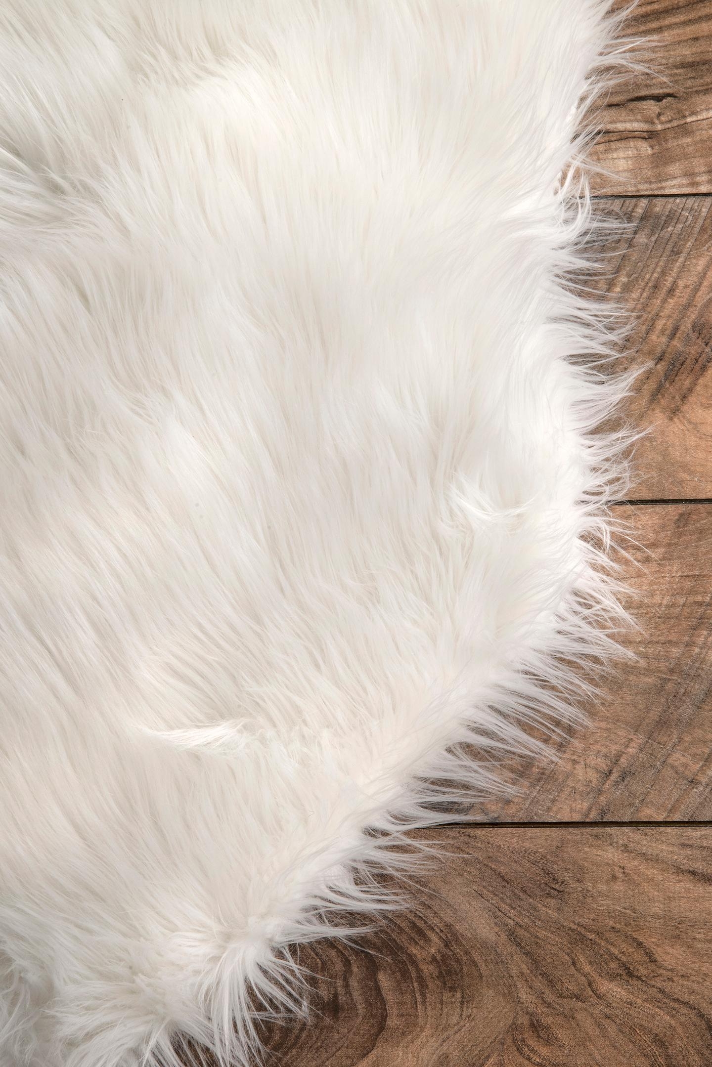 Terrell Solid Faux Sheepskin Area Rug, 2' x 6' - Image 1