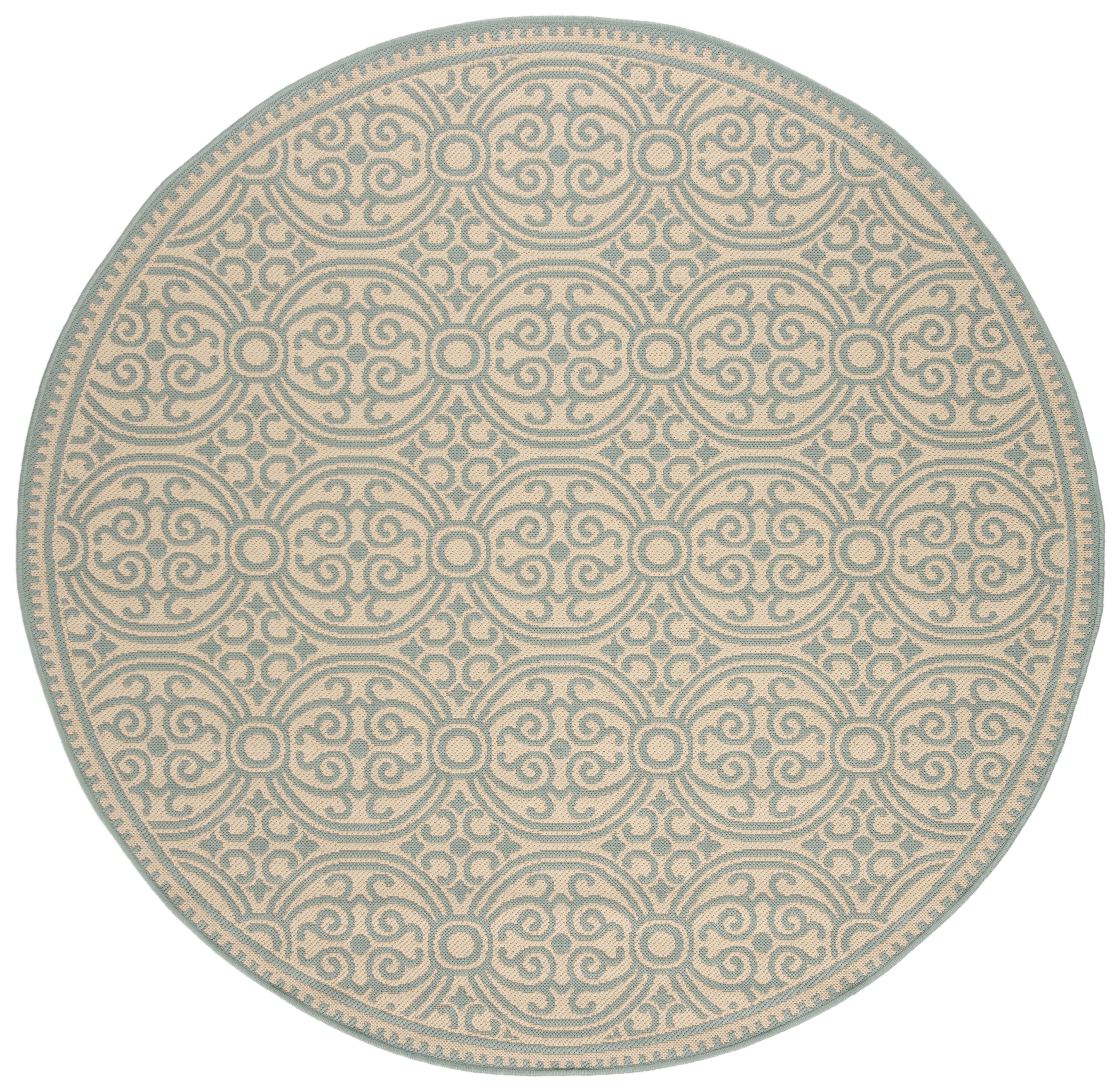 Arlo Home Indoor/Outdoor Woven Area Rug, LND134K, Aqua/Cream,  6' 7" X 6' 7" Round - Image 0