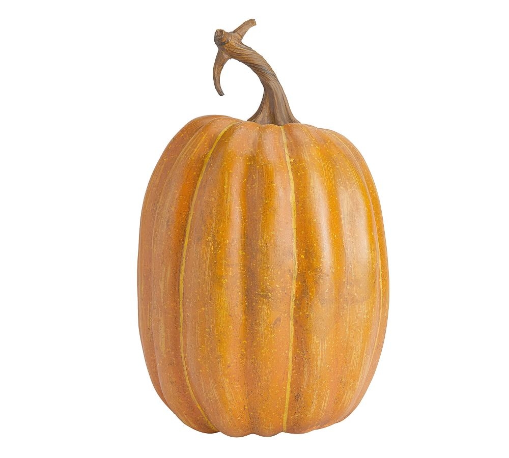 Faux Pumpkin, Tall, 7.5"W x 13"H, Orange - Image 0