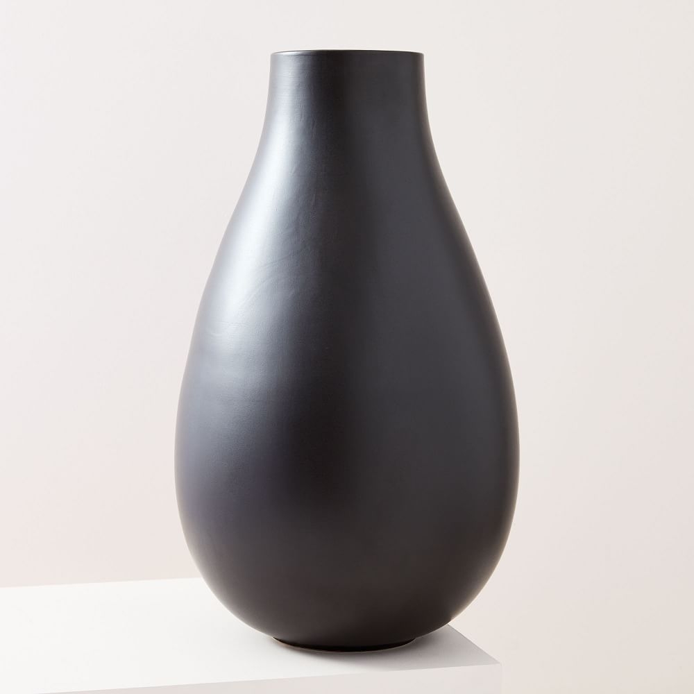 Pure Black Ceramic Vase, Large Raindrop - Image 0