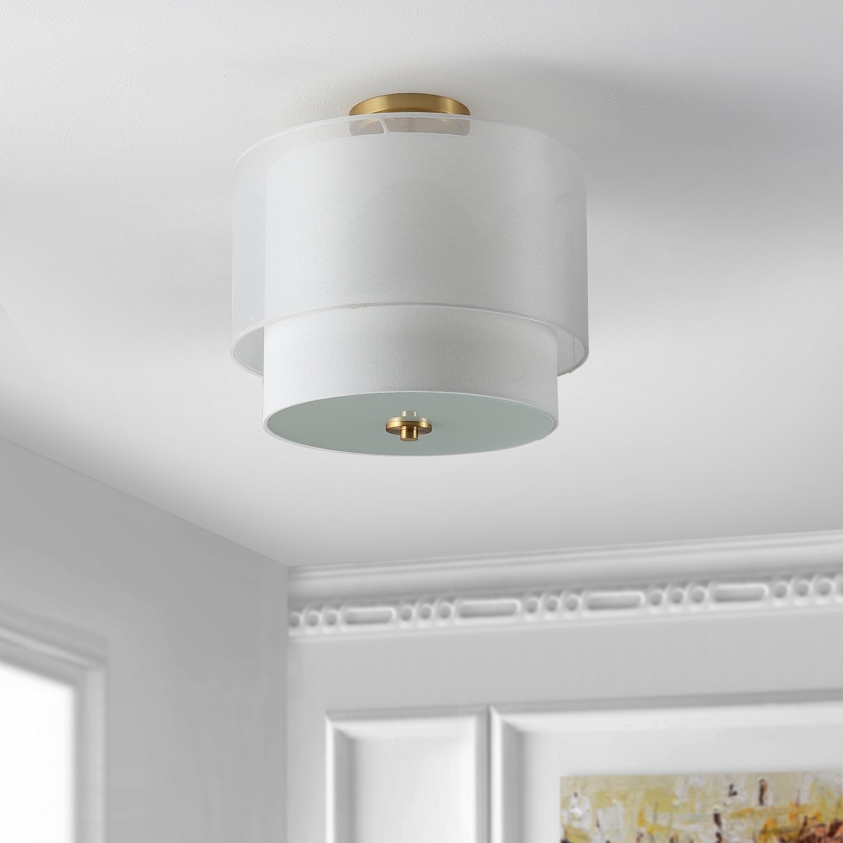 Namida 3Lt 16" Flush Mount - White/Gold - Image 2