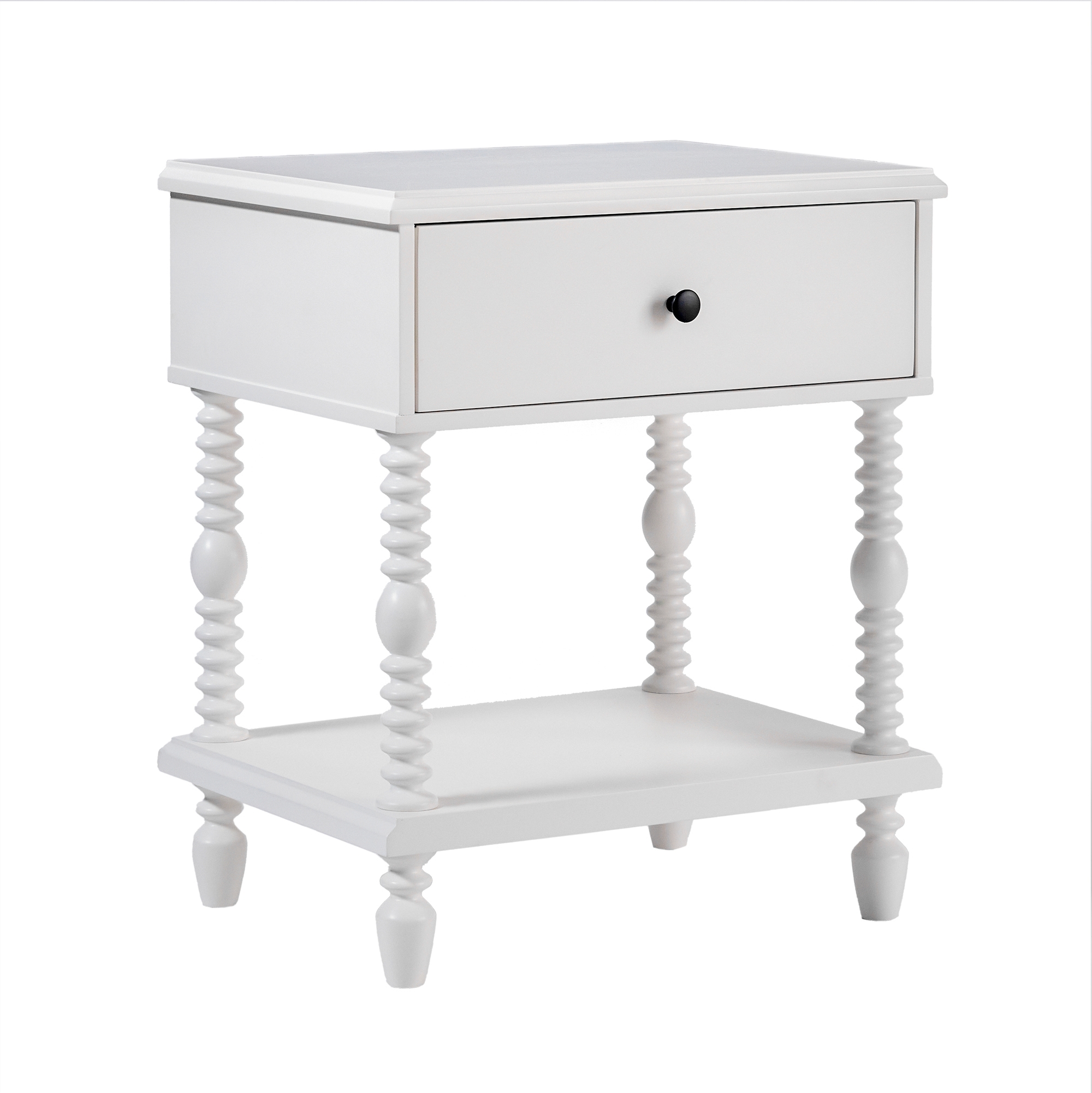 Vivienne Contour & Co. EZ Assembly ™ Premium Solid Wood Spindle 1-Drawer Nightstand - White - Image 1