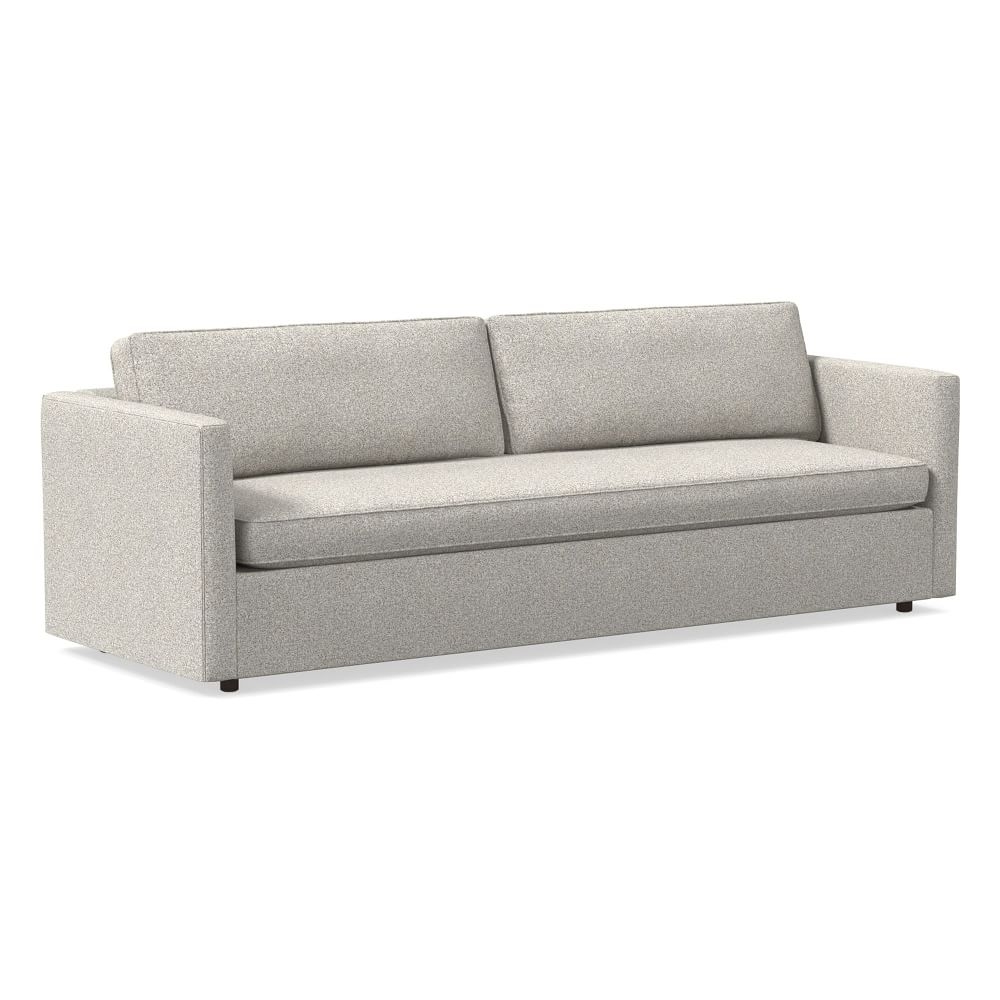 Harris 96" Bench Cushion Sofa, Petite Depth, Chenille Tweed, Storm Gray - Image 0