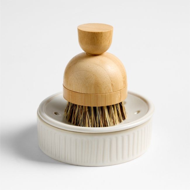 Clean by Crate Ivory Ceramic Palm Dish Brush Holder - Image 0