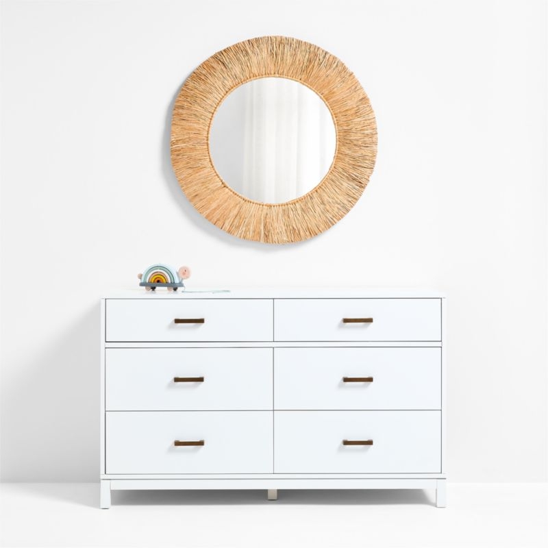 Ravi Raffia 36" Round Wall Mirror - Image 1