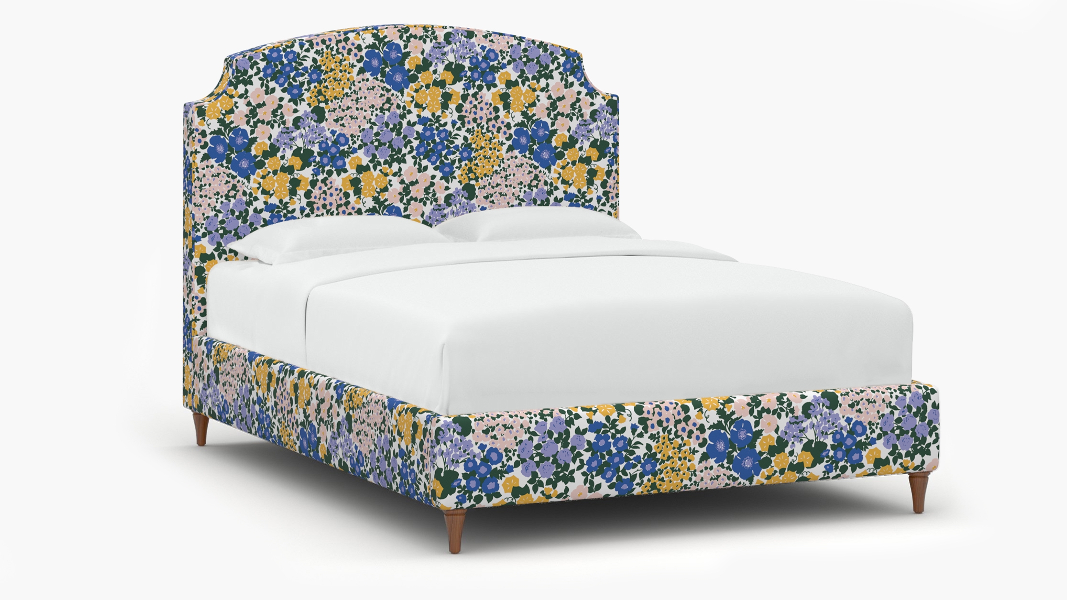 Cove Bed, Lavender Million Flowers, Walnut Decorative Tapered Leg, King - Image 1