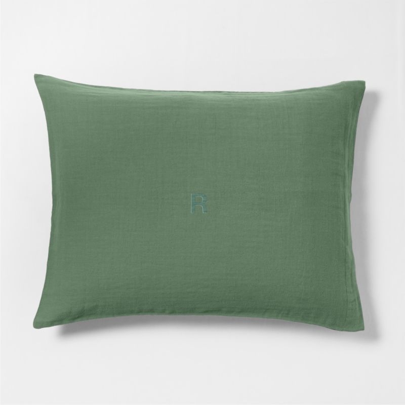 Supersoft Gauze Organic Cotton Pine Green Standard Bed Pillow Sham - Image 2