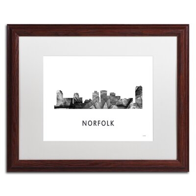 Norfolk Virginia Skyline WB-BW by Marlene Watson Framed Graphic Art - Image 0