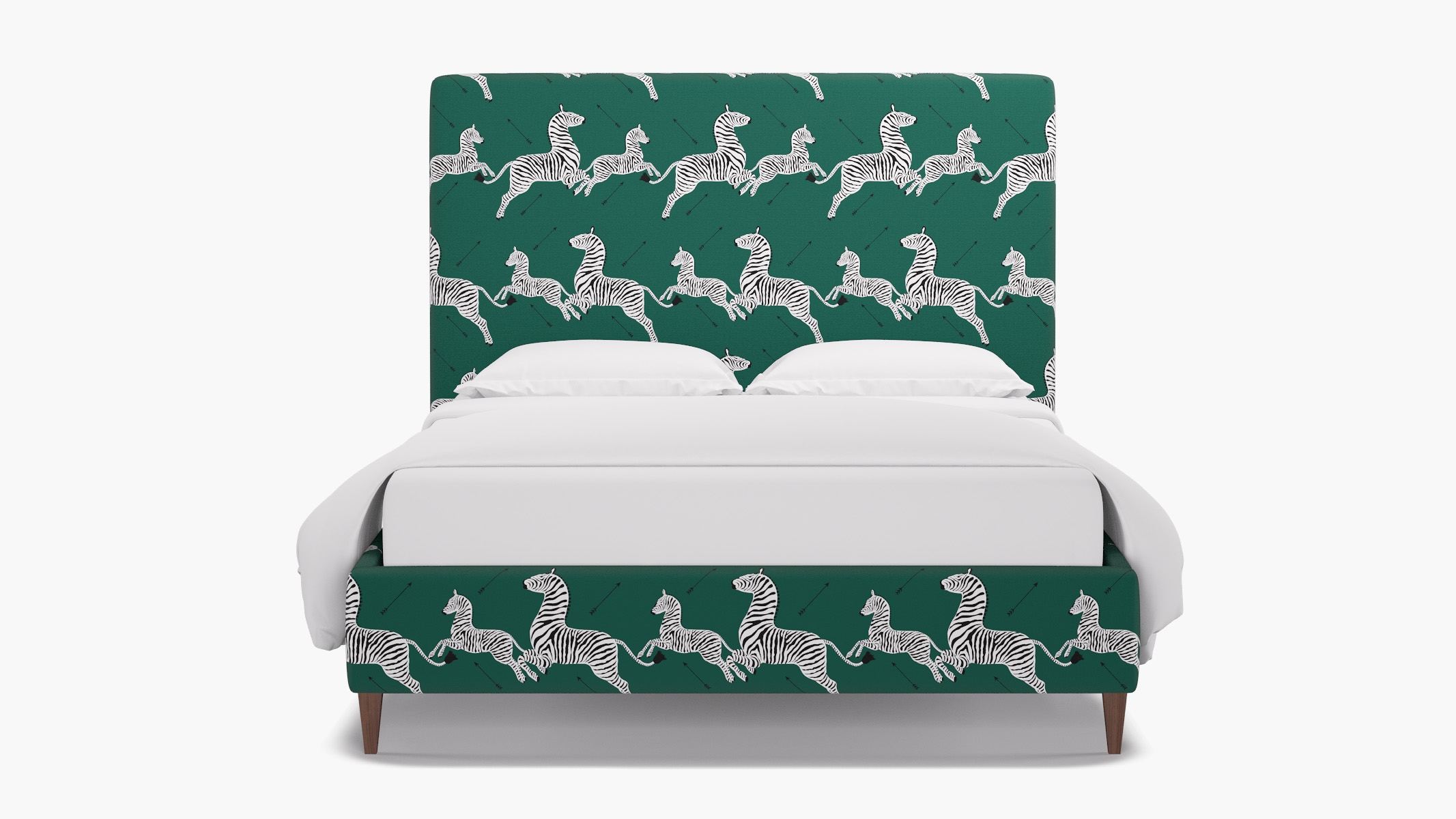 Classic Bed, Emerald Zebra, Walnut Square Tapered Leg, Twin - Image 0