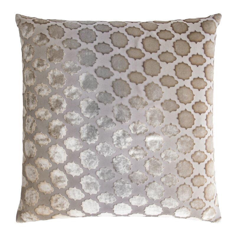  Mod Fretwork Velvet Geometric Throw Pillow Color: Coyote, Size: 22" x 22" - Image 0