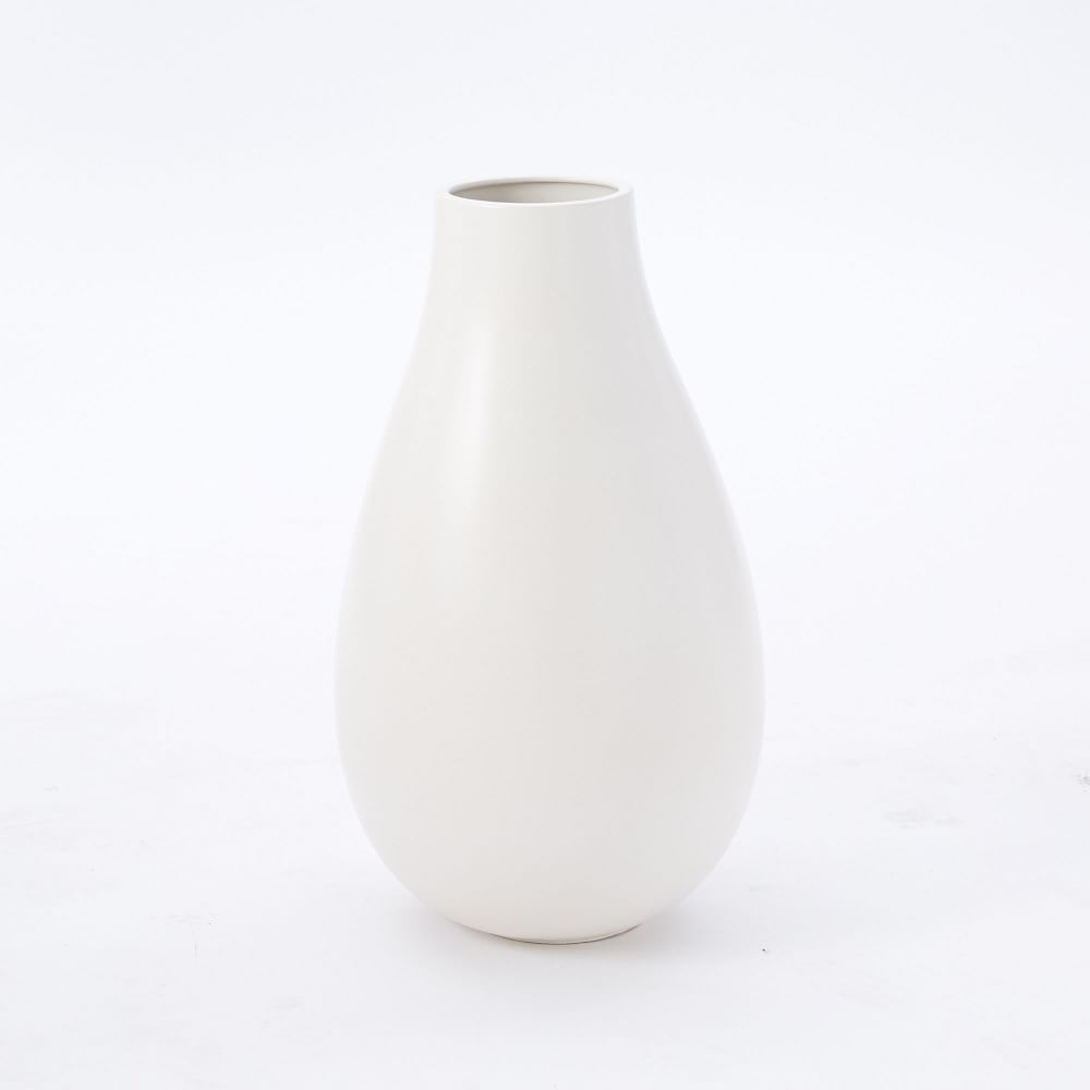 Pure White Ceramic Vase, Oversized Raindrop 20.7"H - Image 0