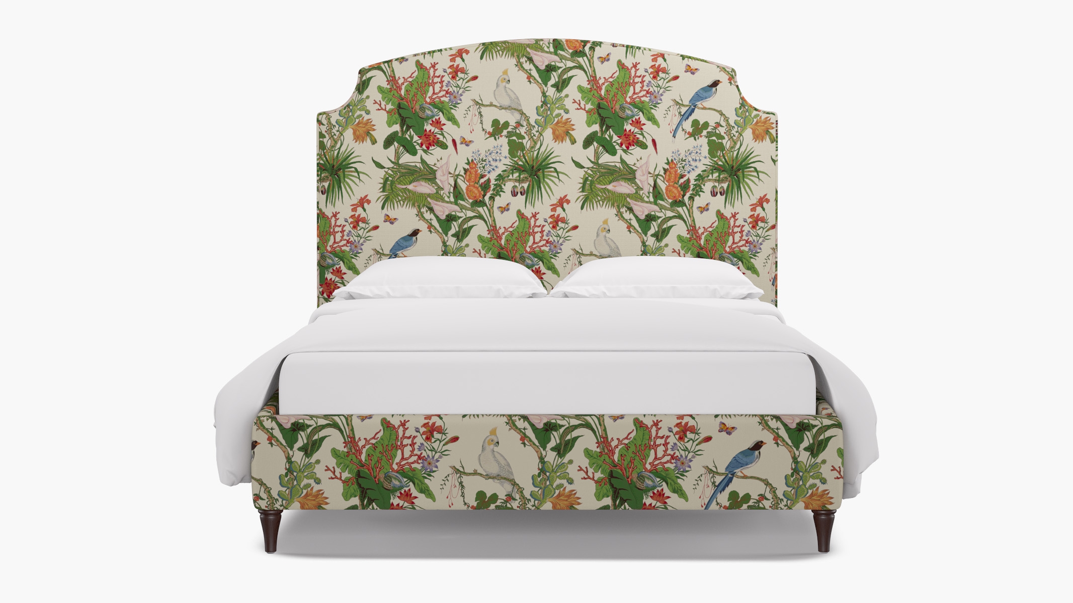 Cove Bed, White Cinque Terra, Espresso Decorative Tapered Leg, Queen - Image 0