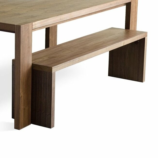 Gus* Modern Plank Wooden Bench Color: Walnut - Image 1