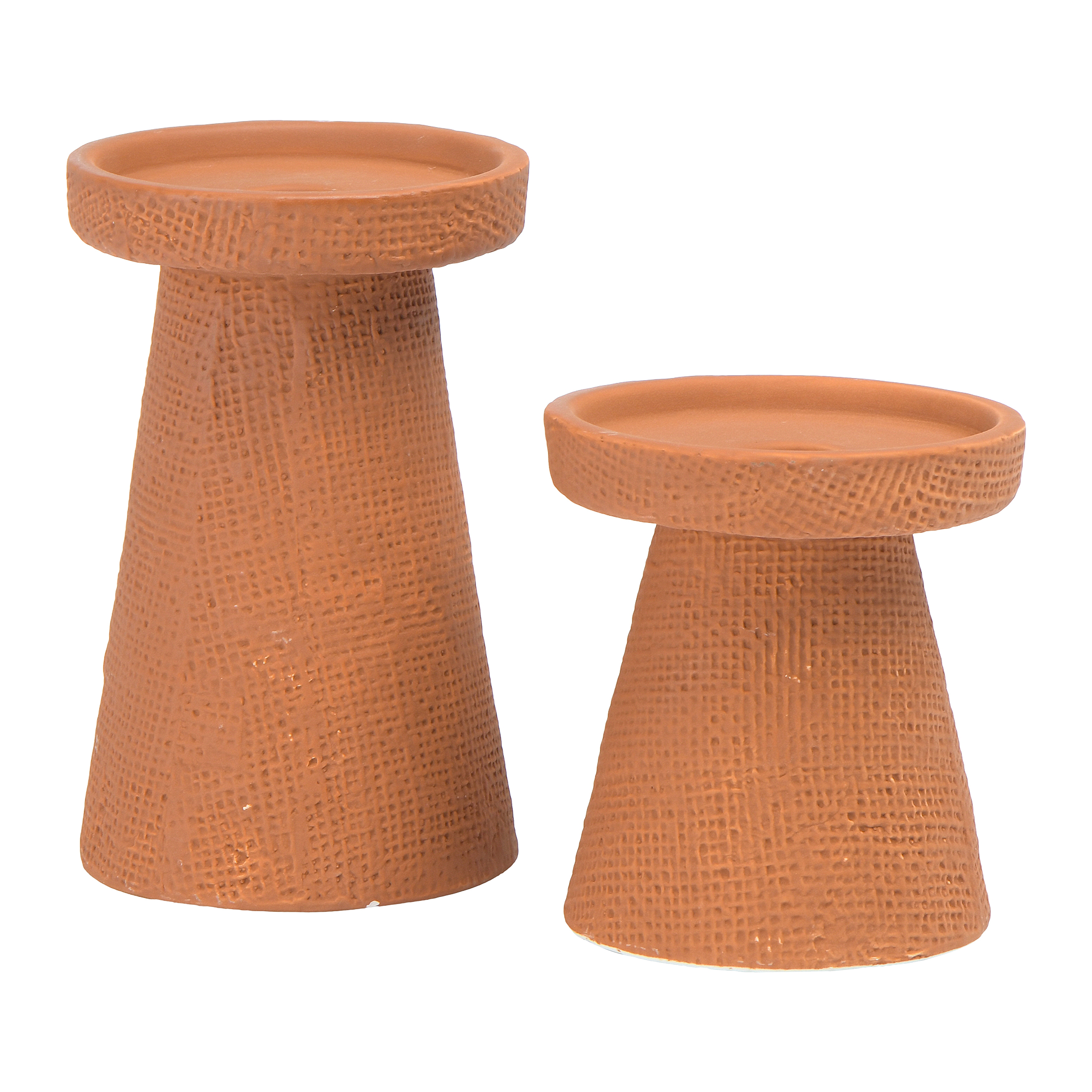 Stoneware Pillar & Taper Candle Holders, Set of 2 - Image 0
