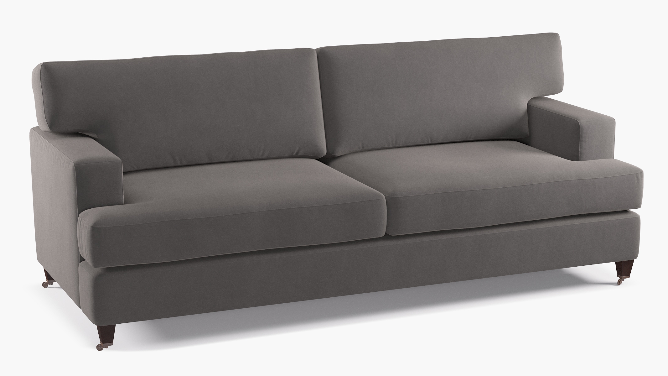 Classic Sofa, French Grey Velvet, Espresso - Image 1