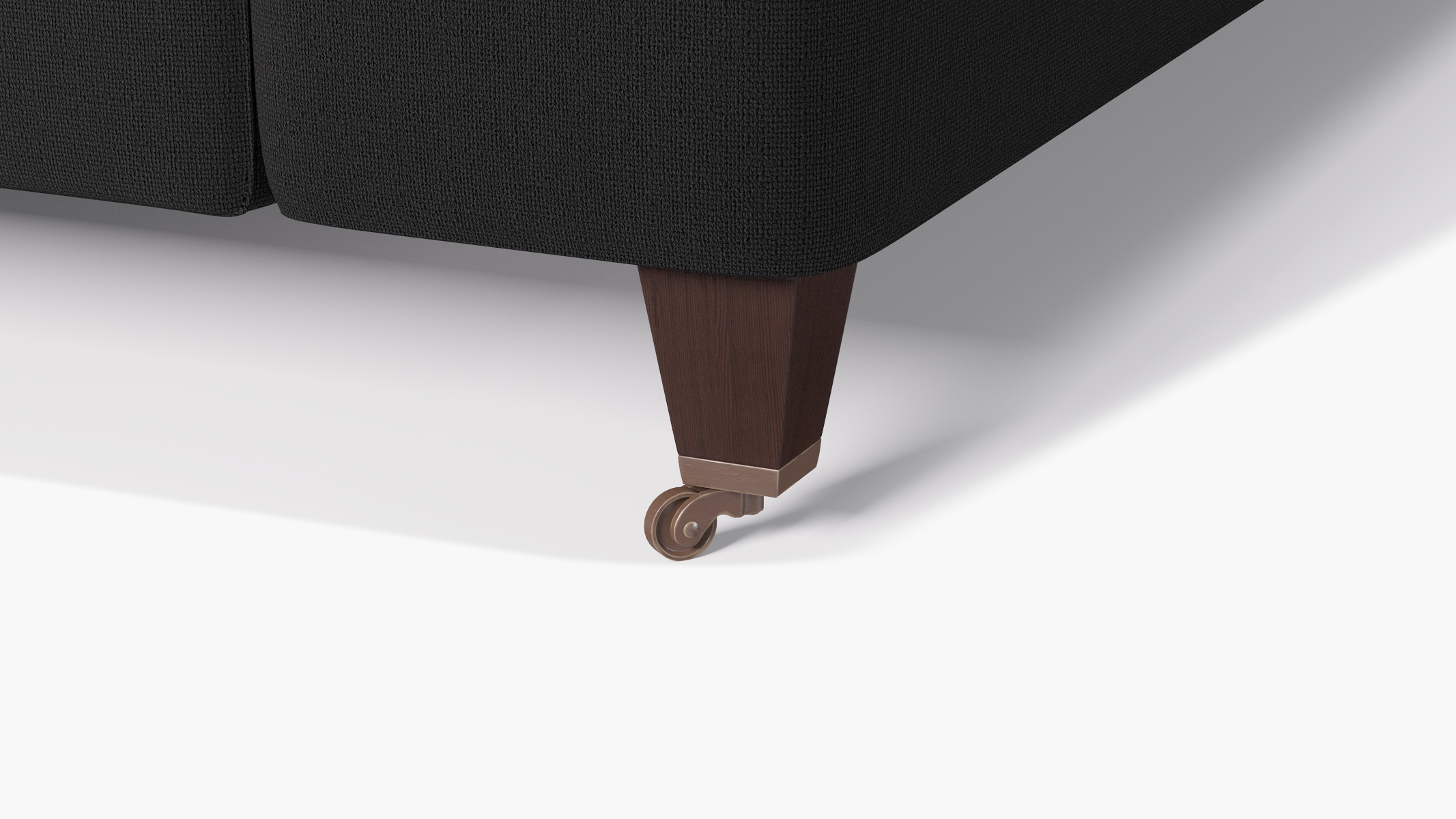 Classic Sofa, Raven Everyday Linen, Espresso with Antique Brass Caster - Image 6