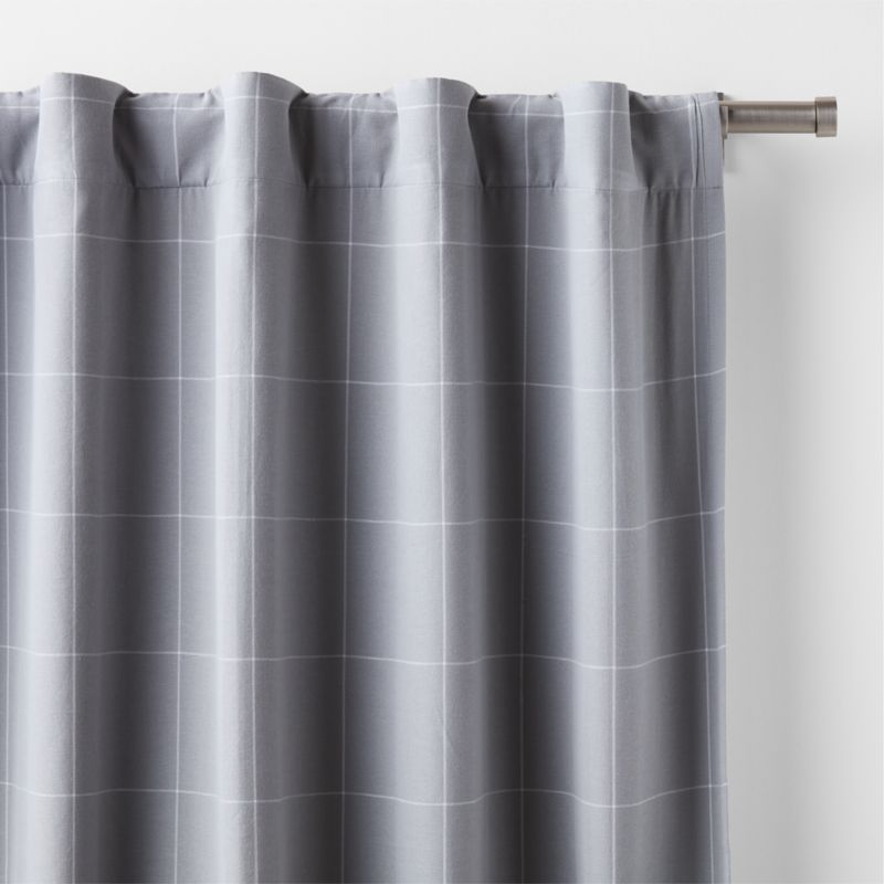 Cool Grey Lattice Herringbone Weave Blackout Curtain Panel 63" - Image 2
