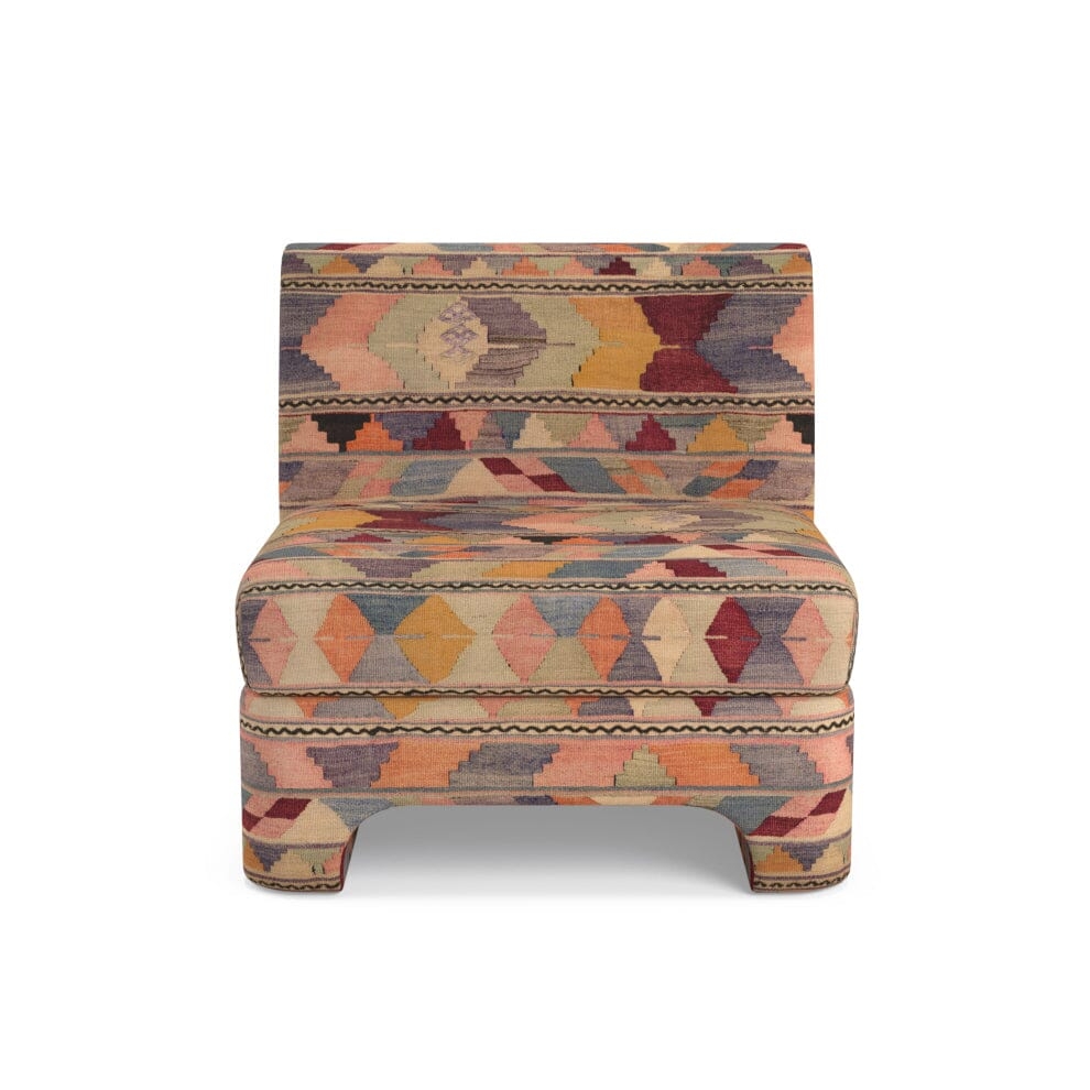 Shell Psychedelic Kilim Sienna Slipper Chair by St. Frank | Orange | 30"W x 30"D x 30"H Seat - Image 0
