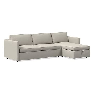 Harris Sectional Set 07: LA 75" Sofa, RA Storage Chaise, Poly , Performance Twill, Dove, Concealed Supports - Image 0