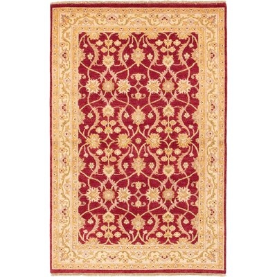 One-of-a-Kind Hulbert Hand-Knotted 2010s Chobi Red/Cream/Beige 4' x 6'2" Wool Area Rug - Image 0