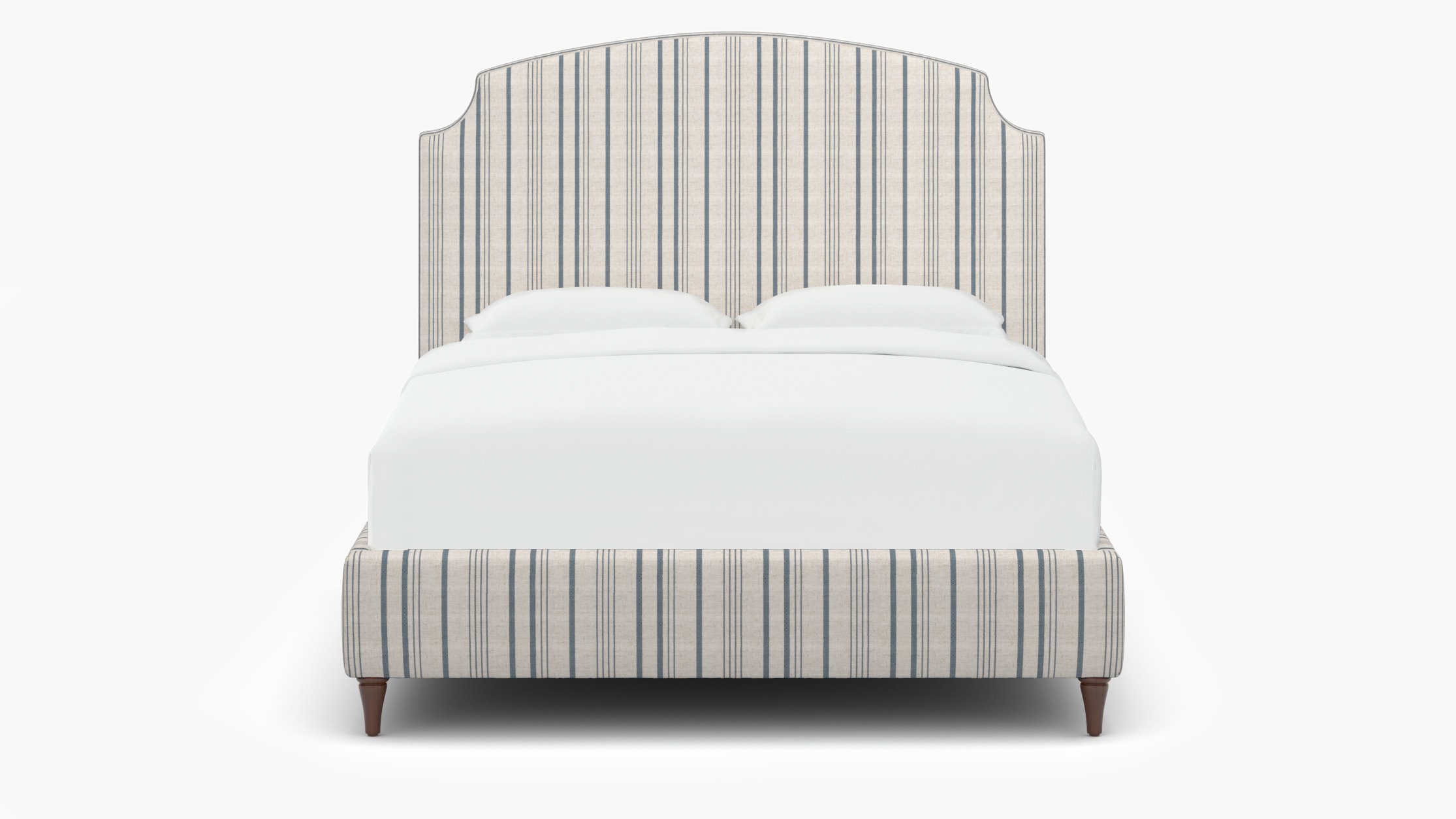Cove Bed, Blue Market Stripe, Walnut Decorative Tapered Leg, Twin - Image 0