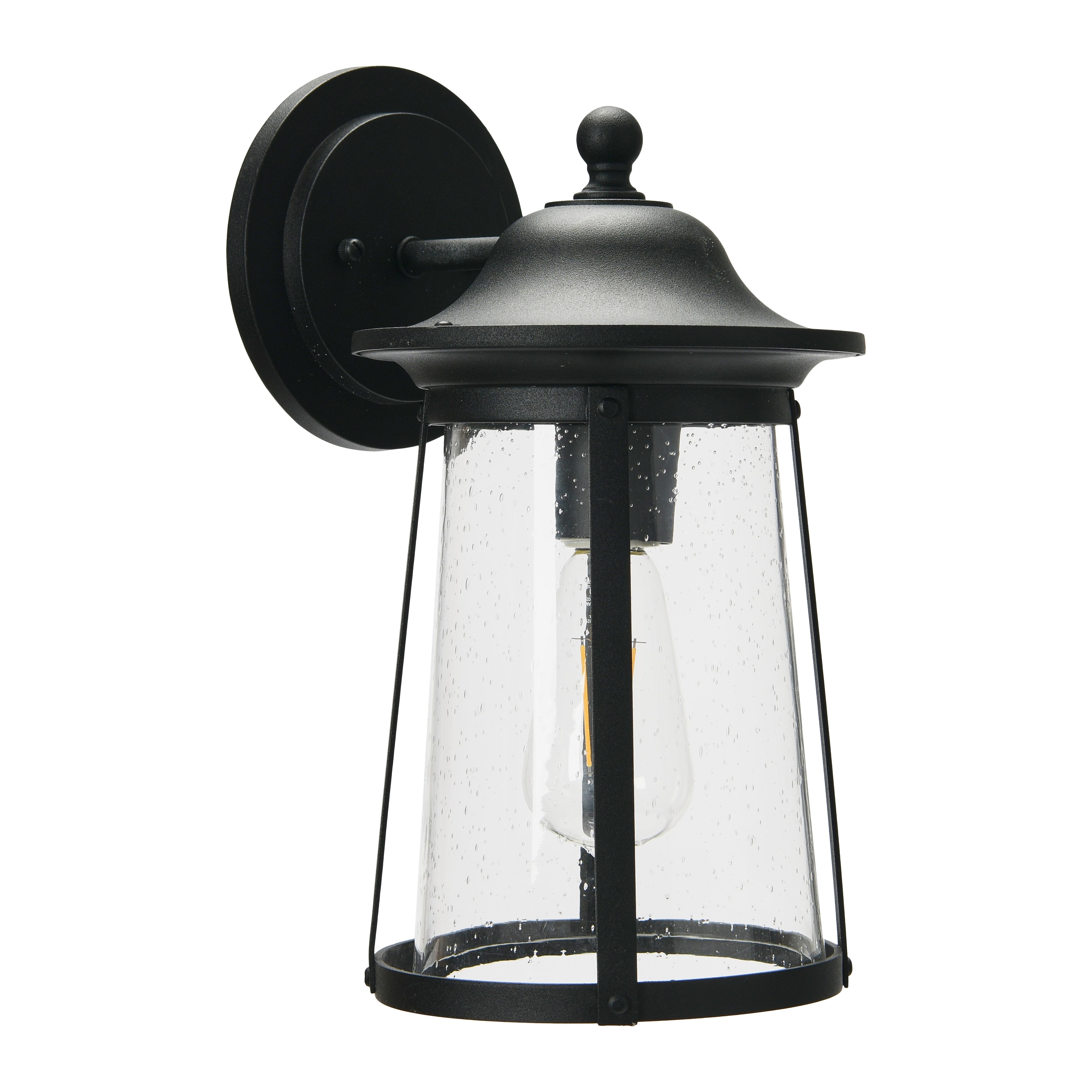 Metal and Glass Outdoor Light, Matte Black - Image 0