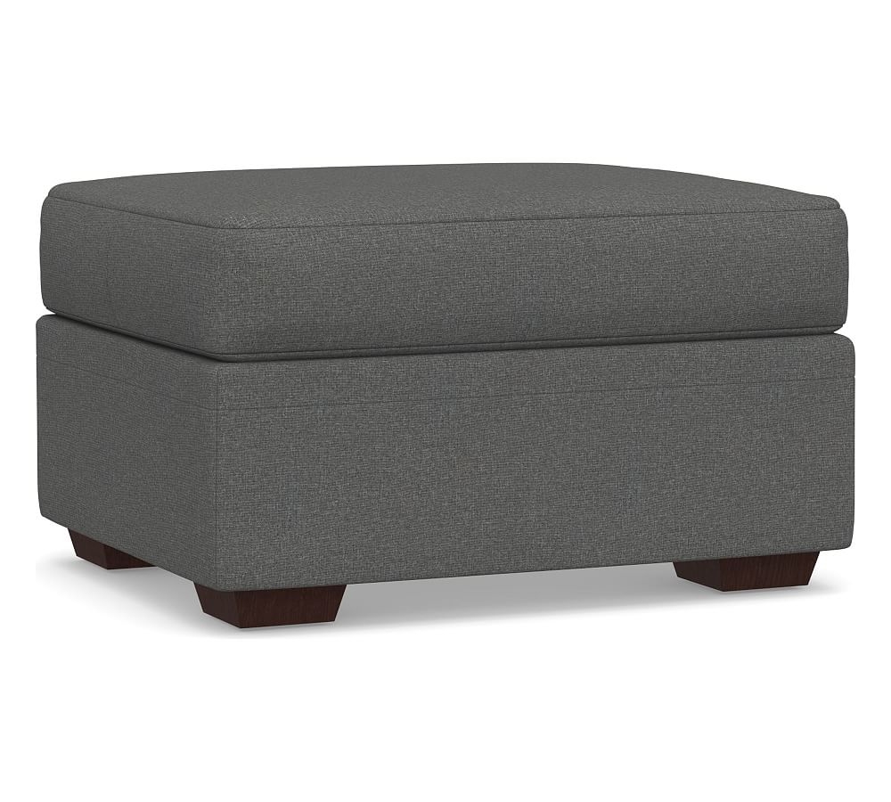 Pearce Modern Square Arm Upholstered Ottoman, Polyester Wrapped Cushions, Park Weave Charcoal - Image 0